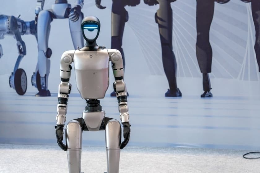 Humanoid robot at a technology exhibition